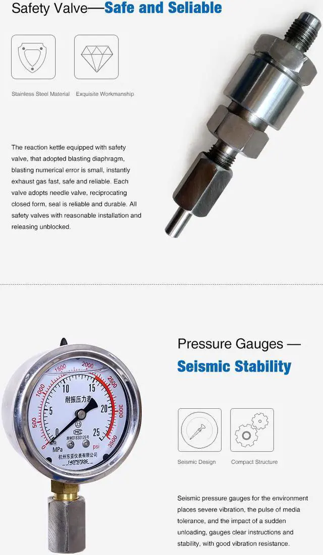 Alt view image 5 of 7 - HNZXIB Stainless Steel High Pressure Reactor Autoclave Vessel FCF series 500ml Laboratory Supplies