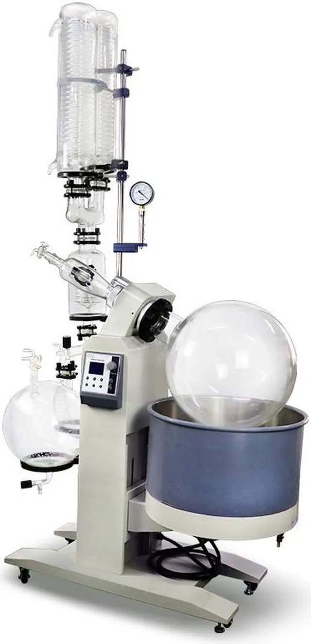 Alt view image 3 of 7 - HNZXIB New 50L Double Condensers Rotary Evaporator D-R1050 110V Rotavap 2 Receiving Flasks High Evaporating Efficiency Automated Lifting Water Bath