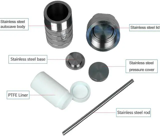 Alt view image 3 of 6 - HNZXIB 200ml Hydrothermal Synthesis Reactor Stainless Steel Autoclave Non-magnetic KH series 240°C PTFE lining Laboratory reaction vessel