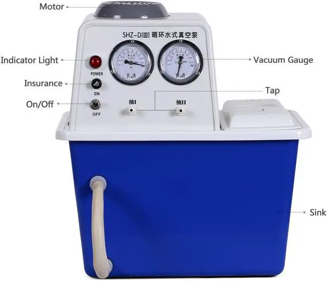 Alt view image 7 of 7 - HNXZIB 2L Rotary Evaporator RE-201D and Vacuum Pump SHZ-D(III) Basic Combination 2000ml Rotavap Desktop Water Circulating Vacuum Pump 110V/220V