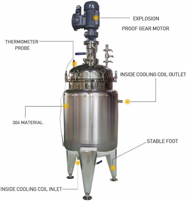 Alt view image 2 of 7 - Non-standard customization HNZXIB 60L Stainless Steel Jacketed Reactor Stirring Kettle Sealed Thermostatic Extraction Reaction with Observing window