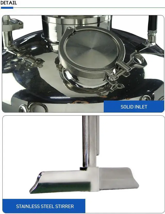 Alt view image 7 of 7 - Non-standard customization HNZXIB 60L Stainless Steel Jacketed Reactor Stirring Kettle Sealed Thermostatic Extraction Reaction with Observing window