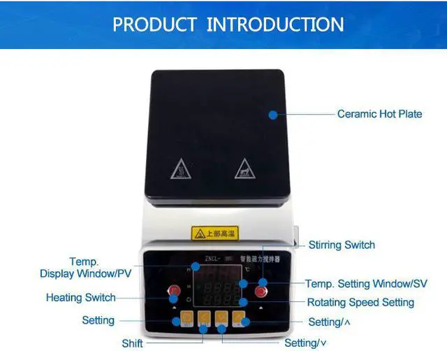 Alt view image 3 of 7 - HNZXIB Laboratory Heating Plate Magnetic Stirrer Temperature Control Hot Plate