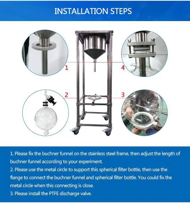 Alt view image 3 of 6 - HNZXIB 30L Large Vacuum Filtration Equipment Stainless Steel Buchner Funnel Receiving Flask Big Filter Liquids impurities removal
