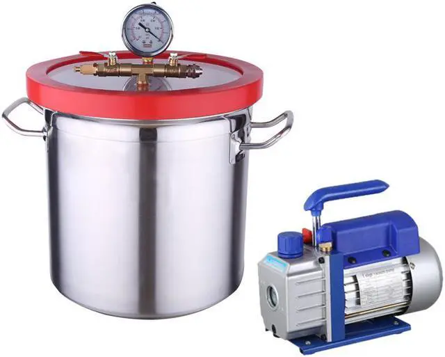 Alt view image 4 of 6 - HNZXIB 2 gallon Vacuum Chamber Stainless steel Barrel Transparent Lid with Vacuum Gauge for solution degassing lab equipment