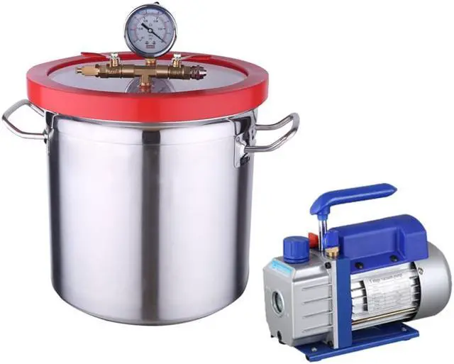 Alt view image 5 of 5 - HNZXIB 3 gallon Vacuum Chamber Stainless steel Barrel Transparent Lid with Vacuum Gauge for solution degassing lab equipment