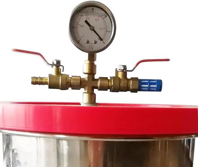 Alt view image 4 of 5 - HNZXIB 3 gallon Vacuum Chamber Stainless steel Barrel Transparent Lid with Vacuum Gauge for solution degassing lab equipment