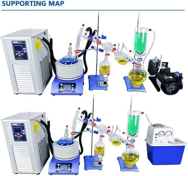 Alt view image 7 of 7 - HNZXIB 2L Short Path Distillation instruments SPD-2L 110V including Cold Trap+Stirring Heating Mantle+Desktop Water Circulating Vacuum Pump+ Chiller