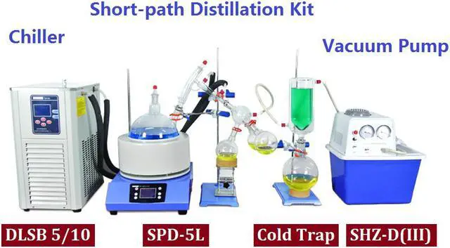 Main image of Factory Price 5L Short Path Distillation Desktop Water Circulating Vacuum Pump Refrigerated Circulating Pump Cooling Chiller HNZXIB Laboratory instruments SPD-5L 110V Stirring Heating Mantle Cold Trap