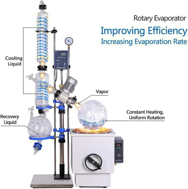 Alt view image 3 of 7 - HNZXIB 20L Rotary Evaporator 220V RE2002 Large Volume Rotavap Handwheel Lifting Water Bath Laboratory Equipment