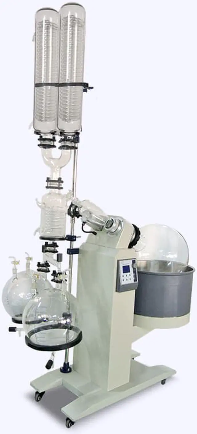 Alt view image 2 of 7 - HNZXIB New 50L Double Condensers Rotary Evaporator D-R1050 220V Rotavap 2 Receiving Flasks High Evaporating Efficiency Automated Lifting Water Bath