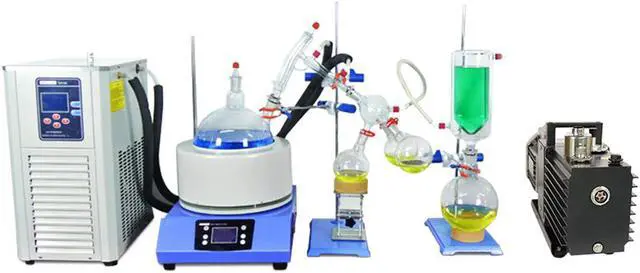 Main image of One-Stop Shopping 2L Short Path Distillation Rotary Vane Vacuum Pump Refrigerated Circulating Pump Cooling Chiller HNZXIB Lab instruments SPD-2L 110V including Stirring Heating Mantle Factory Price