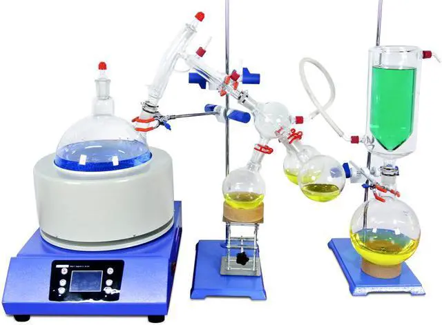 Alt view image 3 of 7 - 5L Short Path Distillation + Rotary Vane Vacuum Pump + Refrigerated Circulating Pump Cooling Chiller HNZXIB Laboratory instruments SPD-5L 110V including Cold Trap Stirring Heating Mantle