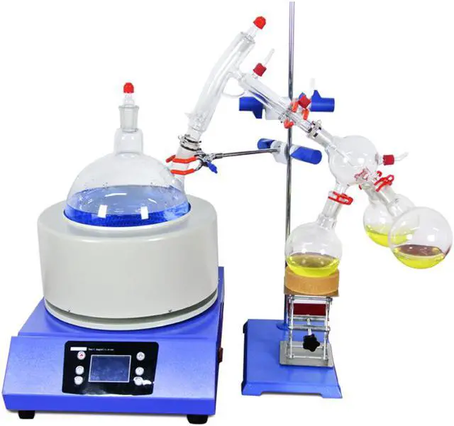 Alt view image 2 of 7 - 5L Short Path Distillation + Rotary Vane Vacuum Pump + Refrigerated Circulating Pump Cooling Chiller HNZXIB Laboratory instruments SPD-5L 110V including Cold Trap Stirring Heating Mantle