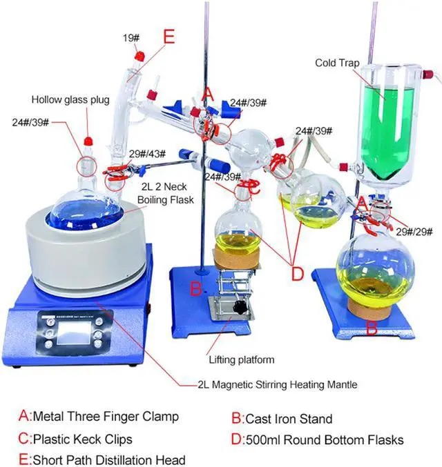 Alt view image 5 of 7 - HNZXIB 2L Short Path Distillation Kit SPD-2L 220V Factory Price Laboratory Distillation Equipment Cold Trap Stirring Heating Mantle