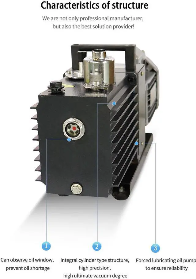 Alt view image 3 of 6 - HNZXIB Rotary Vane Vacuum Pump 220V 2XZ-4 Laboratory Oil-sealed Rotary Displacement Pump