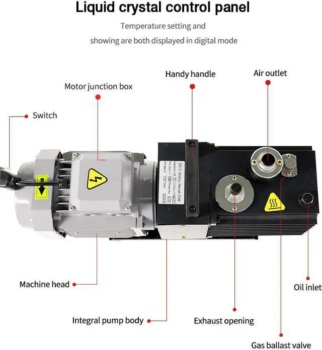 Alt view image 2 of 6 - HNZXIB Rotary Vane Vacuum Pump 220V 2XZ-4 Laboratory Oil-sealed Rotary Displacement Pump