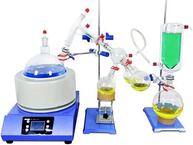 Alt view image 2 of 6 - One-Stop Shopping 2L Short Path Distillation Rotary Vane Vacuum Pump Refrigerated Circulating Pump Cooling Chiller HNZXIB Lab instruments SPD-2L 110V including Stirring Heating Mantle Factory Price
