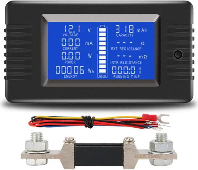 Main image of AUTENS DC Battery Monitor Meter with LCD Display,0-200V 0-300A Voltage Current Power Energy Impedance Resistance Capacity Multimeter Ammeter Voltmeter Digital Tester with 300A Shunt