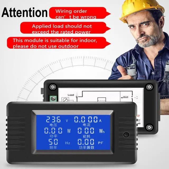 Alt view image 7 of 7 - AUTENS AC Digital Meter AC 80-260V 100A Current Voltage Power Energy Panel Monitor Detector LCD Digital Display Ammeter Voltmeter Multimeter with Split Core Current Transformer CT