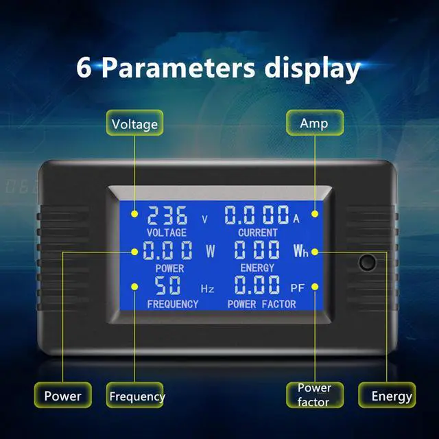 Alt view image 2 of 7 - AUTENS AC Digital Meter AC 80-260V 100A Current Voltage Power Energy Panel Monitor Detector LCD Digital Display Ammeter Voltmeter Multimeter with Split Core Current Transformer CT
