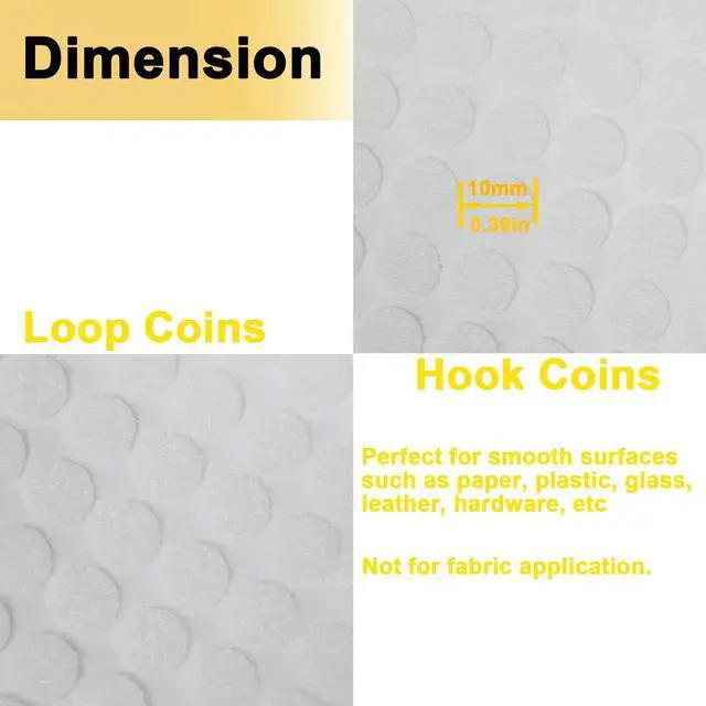 Alt view image 2 of 6 - AUTENS Sticky Dots, 1500 Pieces (750 Pair Sets) 10mm/0.39in Diameter Sticky Back Coins Hook & Loop Nylon Self Adhesive Dots Strips Perfect for School Projects, Classroom, Office, Home (White)