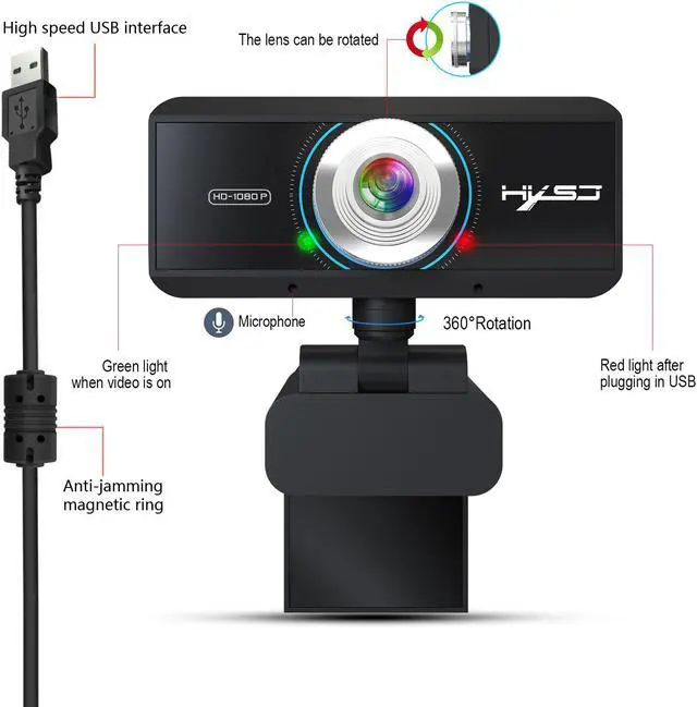Alt view image 2 of 7 - AUTENS Webcam 1080P HD Computer Camera Laptop USB PC Web Cam with Microphone, Manual Focus, 360° Rotatable Plug and Play Web Cam for Live, Video Calling, Conferencing, Chat Support MAC, Android TV
