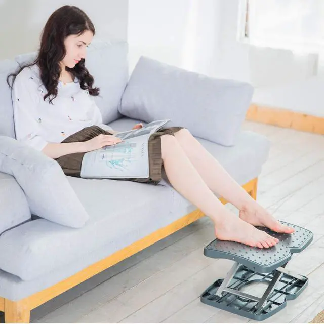 Alt view image 6 of 7 - Adjustable Footrest Under Desk Support Footstool Ergonomic Foot Rest for Home and Office with Massage Textured Surface, Hands Free Automatic Height Adjustment Button (Standard Version)