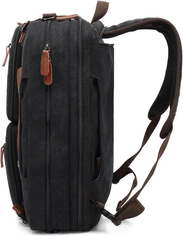 Alt view image 3 of 7 - AUTENS Convertible Backpack Briefcase Messenger Bag 17.3 Inch Laptop Tablet Notebook Carrying Case Shoulder Bag Waterproof Back Pack Travel Rucksack Multi-Functional Handbag for Men Women (Canvas)