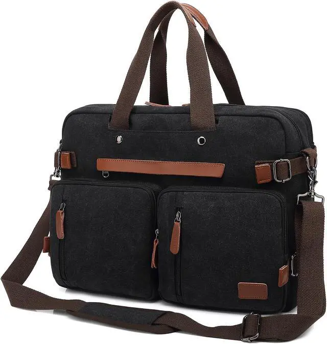 Alt view image 4 of 7 - AUTENS Convertible Backpack Briefcase Messenger Bag 17.3 Inch Laptop Tablet Notebook Carrying Case Shoulder Bag Waterproof Back Pack Travel Rucksack Multi-Functional Handbag for Men Women (Canvas)