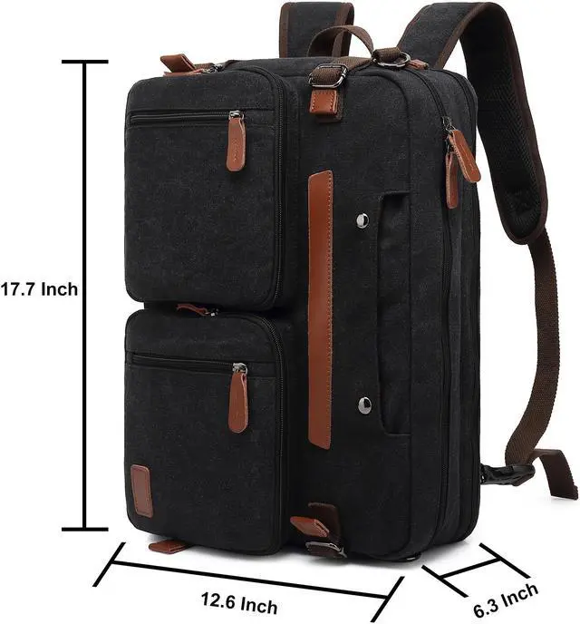 Alt view image 7 of 7 - AUTENS Convertible Backpack Briefcase Messenger Bag 17.3 Inch Laptop Tablet Notebook Carrying Case Shoulder Bag Waterproof Back Pack Travel Rucksack Multi-Functional Handbag for Men Women (Canvas)