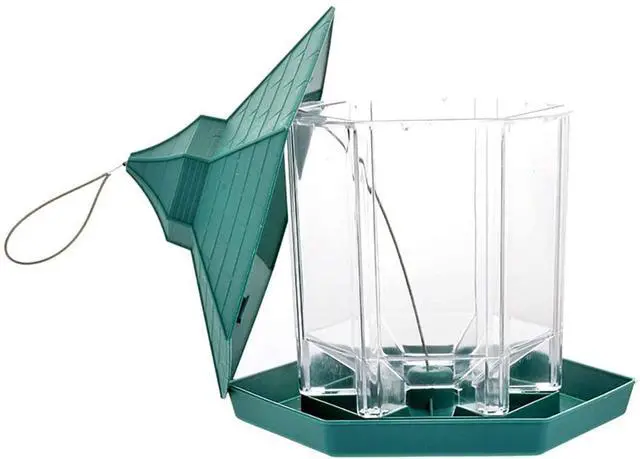 Alt view image 7 of 7 - AUTENS Hanging Panorama Gazebo Wild Bird feeding tables, Hexagon Shaped Waterproof Can Hold 2.25 lb with Roof Hanging Bird feeder, Perfect for Garden Decoration, Bird Watching for Bird Lover (Green)