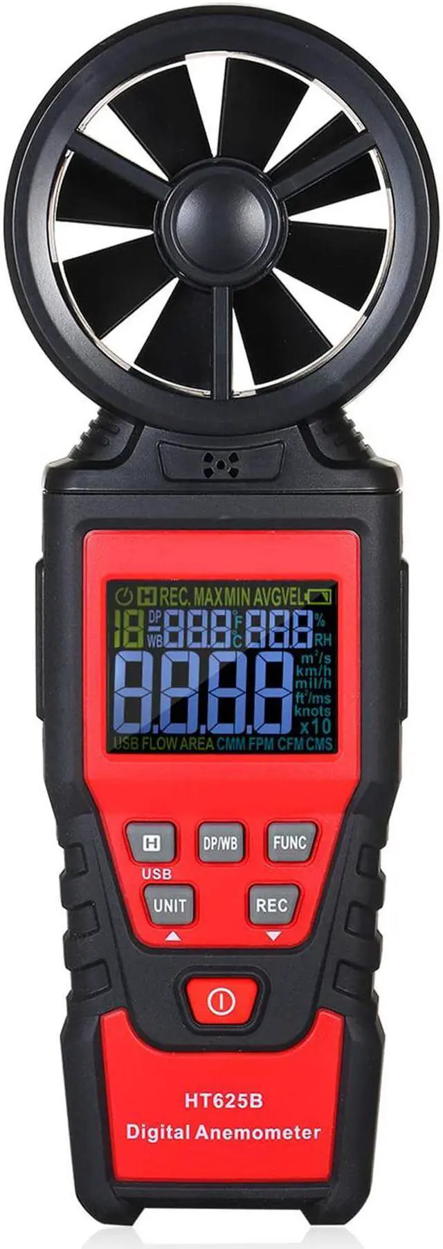 Main image of Digital Anemometer Humidity Temperature Testers with USB Data Logging, LCD Color Screen, Wind Speed Meter Air Flow Meters for Measuring Wind Speed, Air Volume, MAX/MIN/AVG and Data Hold