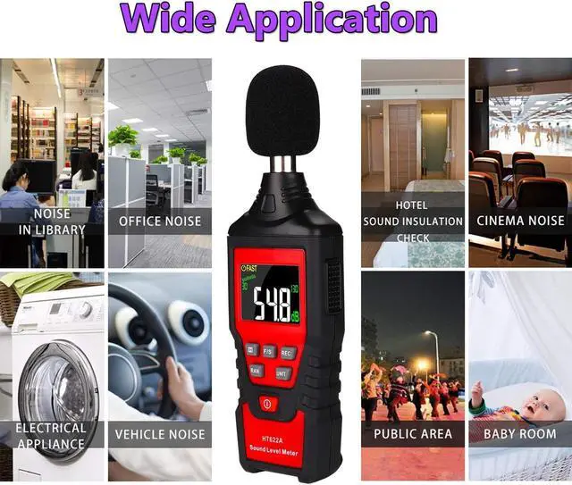 Alt view image 4 of 7 - Decibel Meter, Digital Sound Level Meter 30-130dB(A) Range with Max/Min/Data Hold, Fast/Slow Mode ect. Auto/Manual Range