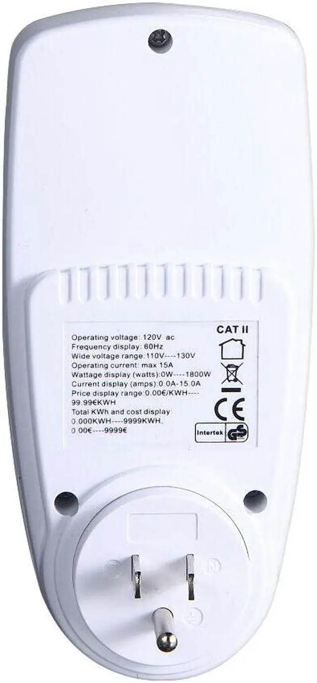 Alt view image 7 of 7 - AUTENS Digital Power Meter US Plug LCD Power Saving Energy Monitor Watt Amp Volt KWh Meter Electricity Analyzer