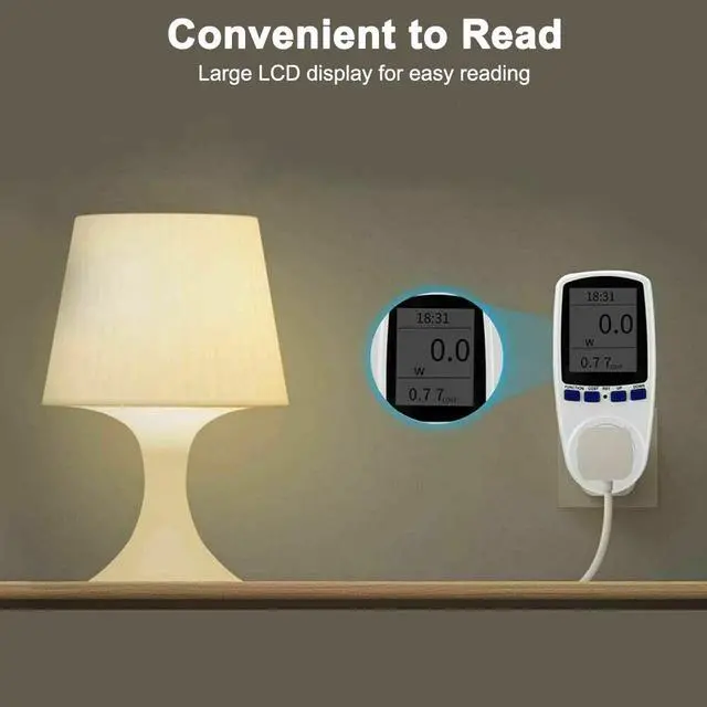Alt view image 4 of 7 - AUTENS Digital Power Meter US Plug LCD Power Saving Energy Monitor Watt Amp Volt KWh Meter Electricity Analyzer