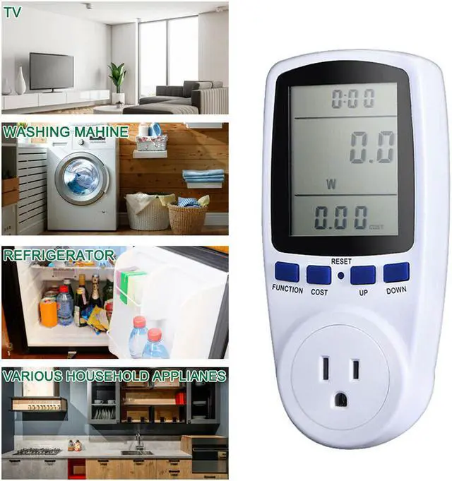 Alt view image 5 of 7 - AUTENS Digital Power Meter US Plug LCD Power Saving Energy Monitor Watt Amp Volt KWh Meter Electricity Analyzer