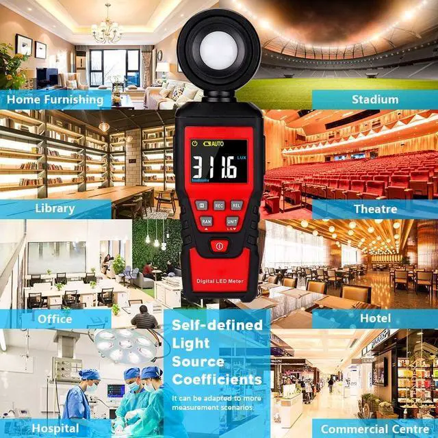 Alt view image 7 of 7 - AUTENS Digital Lux Light Meter Lumenmeter Lux/FC Meters Luminometer, 2000 Counts 0-200000 Lux/0-20000FC(0.01lux/0.01FC Resolution) with Auto Manual Range, Max/Min, Data Hold, Backlight