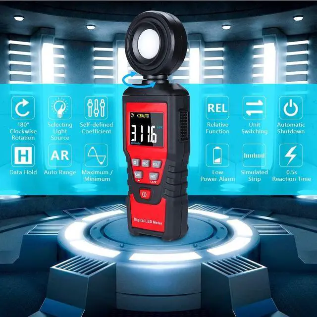Alt view image 6 of 7 - AUTENS Digital Lux Light Meter Lumenmeter Lux/FC Meters Luminometer, 2000 Counts 0-200000 Lux/0-20000FC(0.01lux/0.01FC Resolution) with Auto Manual Range, Max/Min, Data Hold, Backlight