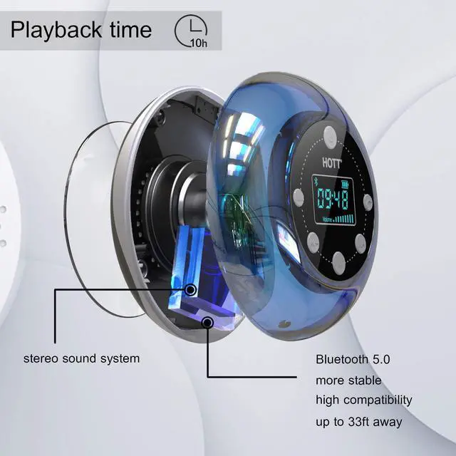 Alt view image 6 of 7 - Shower Speaker, Bluetooth 5.0 Shower Speaker Water Resistant with LCD Clock Display, Loud HD Sound, Suction Cup, Shower Radio with 10H Playtime, FM, SD Card, Microphone for iPhone iPad Samsung