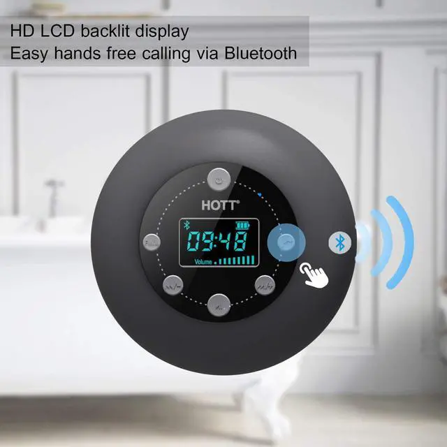 Alt view image 7 of 7 - Shower Speaker, Bluetooth 5.0 Shower Speaker Water Resistant with LCD Clock Display, Loud HD Sound, Suction Cup, Shower Radio with 10H Playtime, FM, SD Card, Microphone for iPhone iPad Samsung