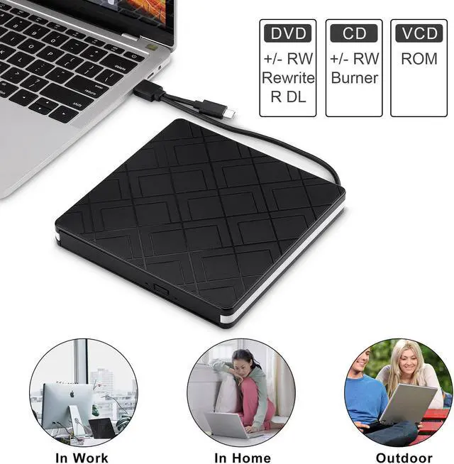 Alt view image 5 of 7 - AUTENS External CD Drive CD-RW DVD-R Combo Burner USB 3.0 Type-C CD DVD Portable External USB Portable For PC Laptop Computer Windows 11/10/8/7