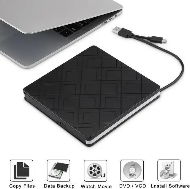 Alt view image 2 of 7 - AUTENS External CD Drive CD-RW DVD-R Combo Burner USB 3.0 Type-C CD DVD Portable External USB Portable For PC Laptop Computer Windows 11/10/8/7