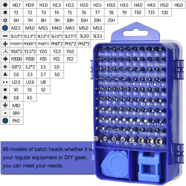Alt view image 3 of 7 - 115 in 1 Screwdriver Set Precision Tools, Multi Screwdrivers Sets with Case, Repair Screw Driver Kit for Computer/Eyeglass/PC/Laptop/Mobile Phone/Watch/Camera/TV/PS4/Other Electronic Devices (Blue)