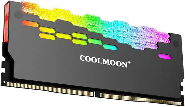 Alt view image 5 of 7 - COOLMOON ARGB RAM Heatsink Cooler RGB Memory Cooling Heat Sink 5V 3 Pin 4 Pin Aluminum Alloy RA-2 Colorful Flashing Heat Spreader for Desktop PC Computer Accessories (Gray)