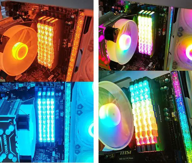 Alt view image 4 of 7 - COOLMOON ARGB RAM Heatsink Cooler RGB Memory Cooling Heat Sink 5V 3 Pin 4 Pin Aluminum Alloy RA-2 Colorful Flashing Heat Spreader for Desktop PC Computer Accessories (Red)