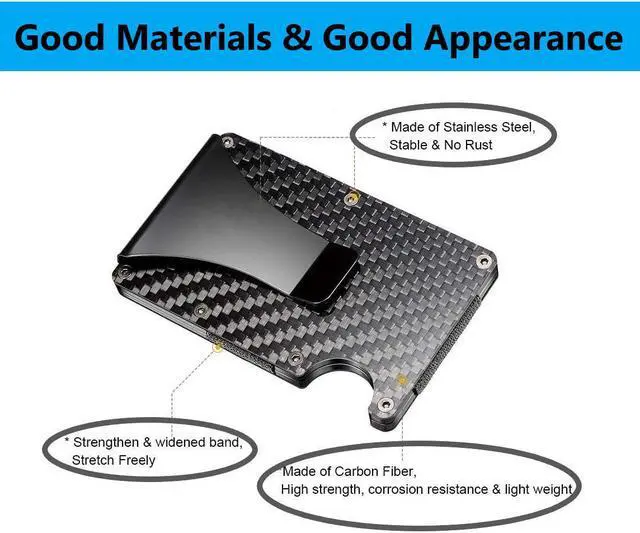Alt view image 6 of 7 - AUTENS Carbon Fiber Credit Card Holder New Design Man Wallet Minimalist RFID Blocking Slim Cardholder Metal Money Clip Wallet Slim And Thin Money Bag for Men
