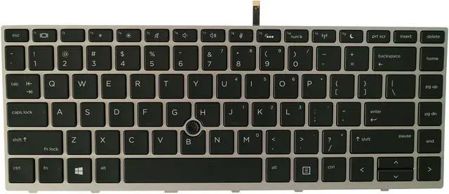 Main image of AUTENS Keyboard for HP ProBook 640 G4, 645 G4, 640 G5 Laptop Silver Frame with Pointer Backlight, US Laptop Keyboard Replacement
