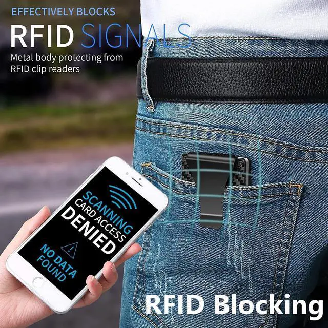 Alt view image 5 of 7 - AUTENS Carbon Fiber Credit Card Holder New Design Man Wallet Minimalist RFID Blocking Slim Cardholder Metal Money Clip Wallet Slim And Thin Money Bag for Men