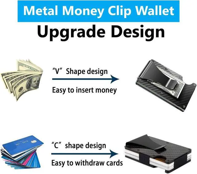 Alt view image 4 of 7 - AUTENS Carbon Fiber Credit Card Holder New Design Man Wallet Minimalist RFID Blocking Slim Cardholder Metal Money Clip Wallet Slim And Thin Money Bag for Men